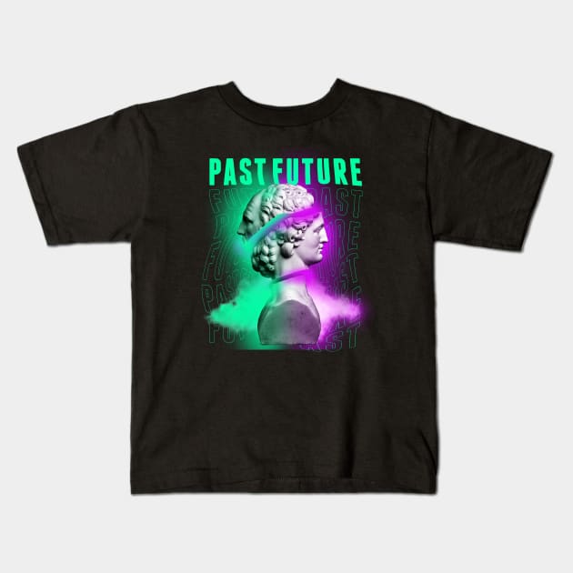 Janus Mythology Vaporwave Green and Purple Kids T-Shirt by gastaocared